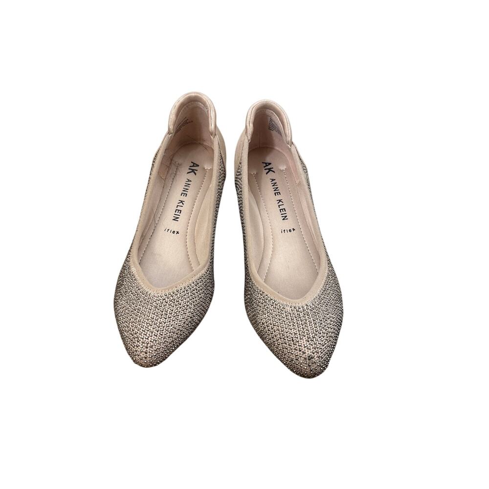 Anne Klein Blush Pink Rhinestone Pointy Toe Flat Sz 8